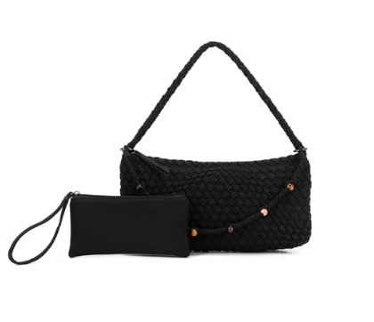 Black Caviar Nolita Handwoven Suedette Handbag