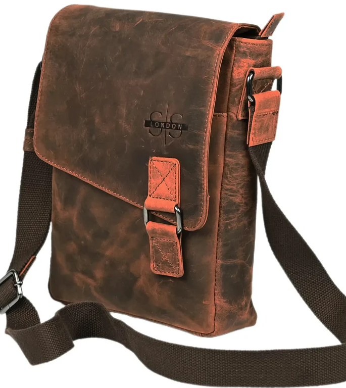 S&S London S-523-Leather Mini Messenger