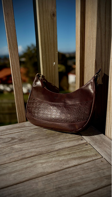 Embossed Heritage Collection Leather Shoulder Bag