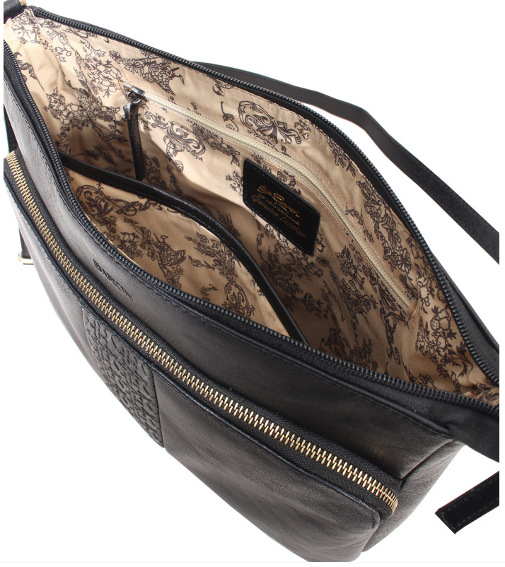 Baron Embossed Heritage Leather Crossbody Bag