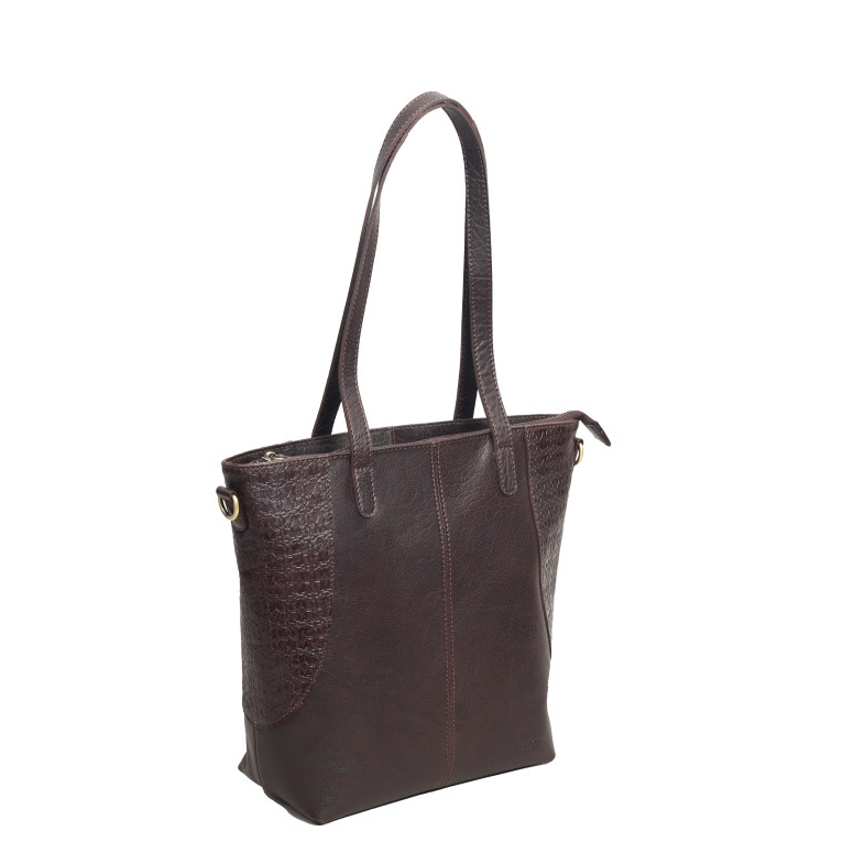 Embossed Heritage Collection Large Leather Tote Bag