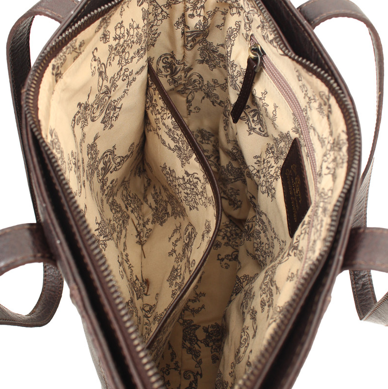 Embossed Heritage Collection Large Leather Tote Bag