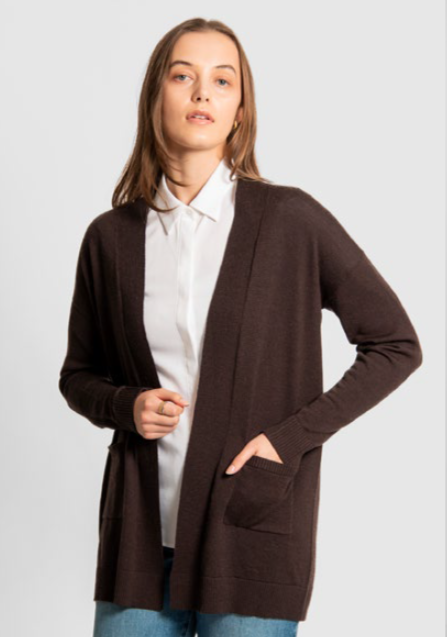 Feilds-Longline Cardigan with back yolk and belt