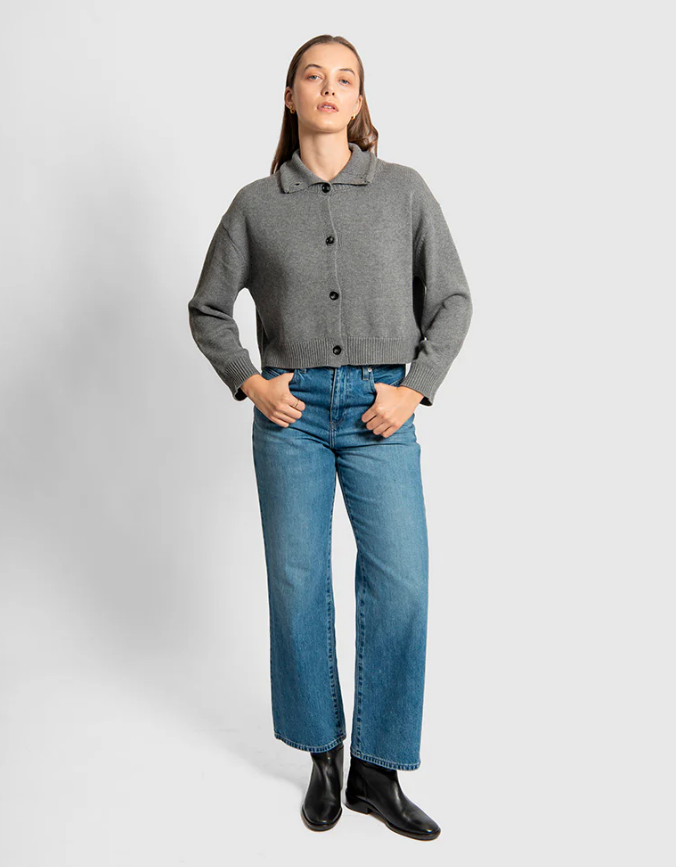 Fields-Funnel Neck Cropped Cardigan