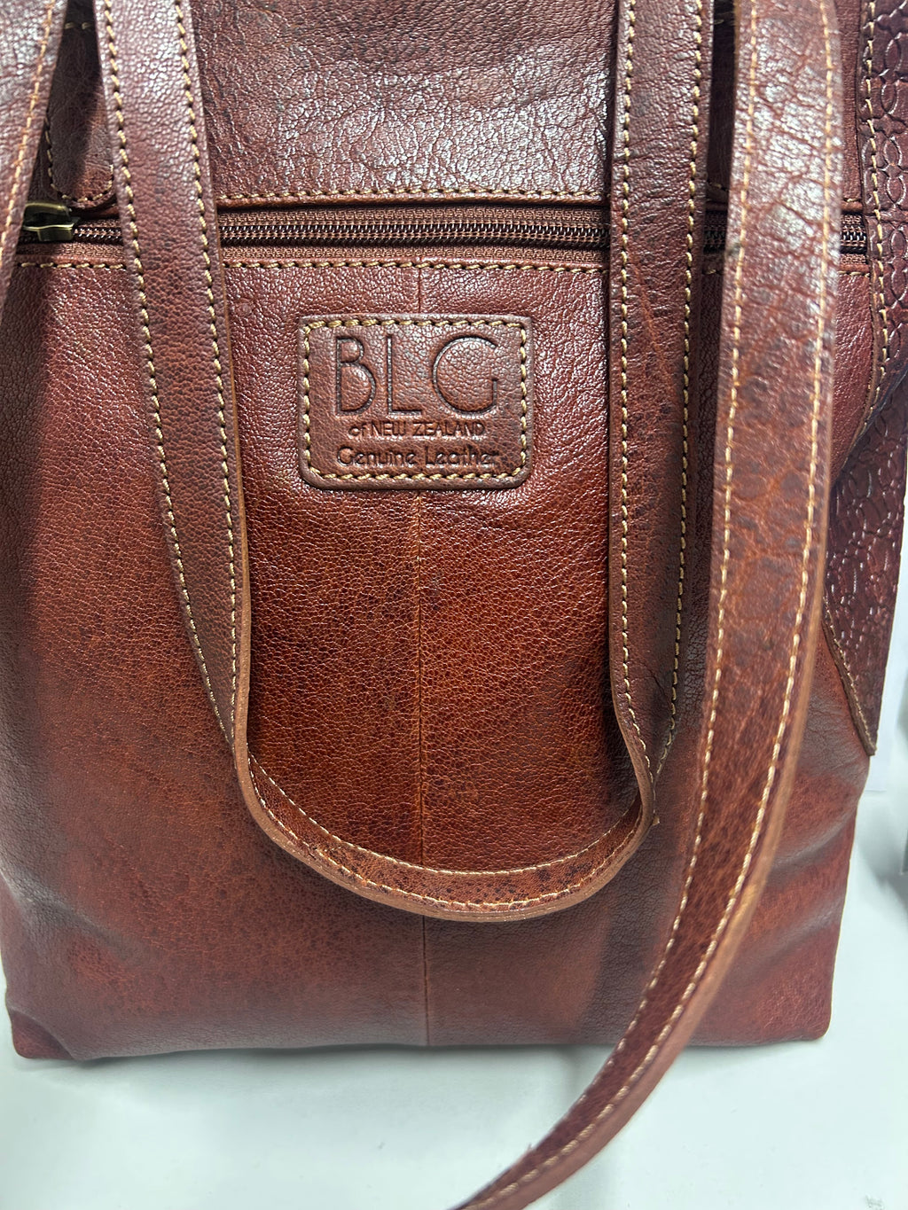 Embossed Heritage Collection Large Leather Tote Bag