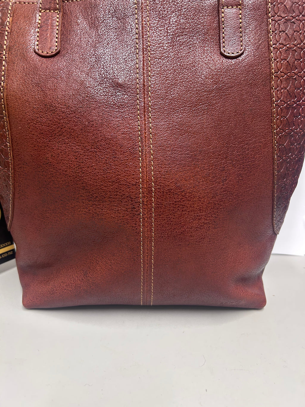 Embossed Heritage Collection Large Leather Tote Bag